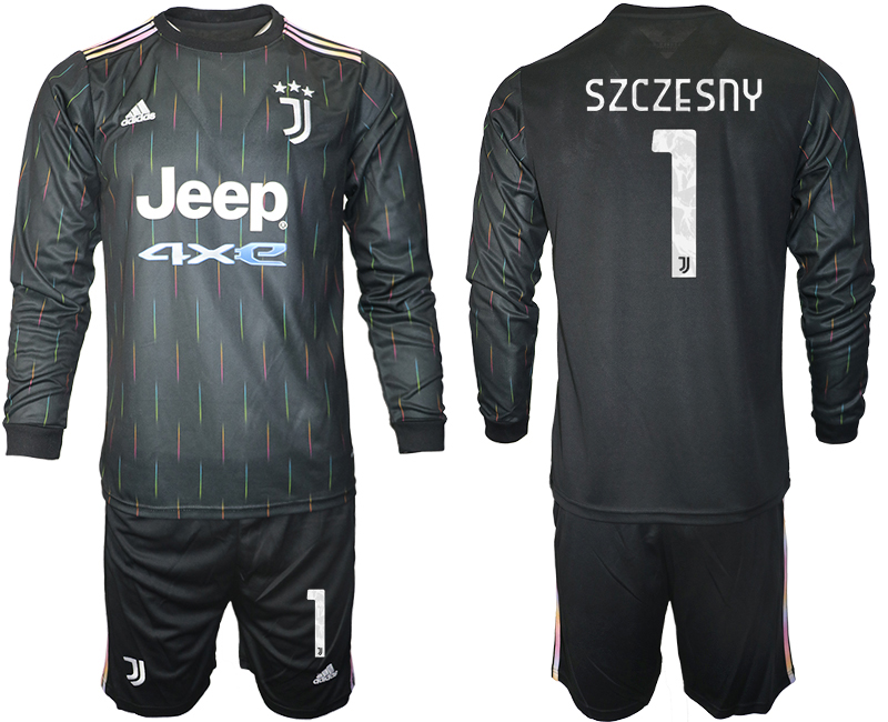 Men 2021-2022 Club Juventus away black Long Sleeve #1 Soccer Jersey->inter milan jersey->Soccer Club Jersey